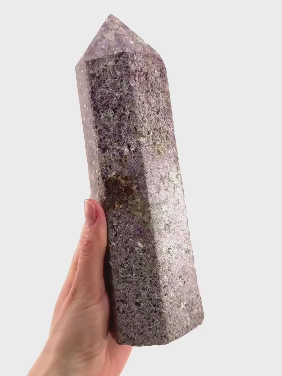 XL Polished lepidolite point, lepidolite wand, lepidolite crystal, crystal point