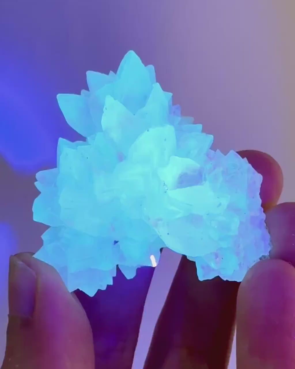 Fluorescent Calcite | UV-reactive raw crystal cluster, natural mineral specimen