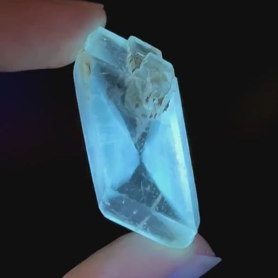 Hourglass Selenite | Phosphorescent UV Reactive Gypsum Crystal from Canada
