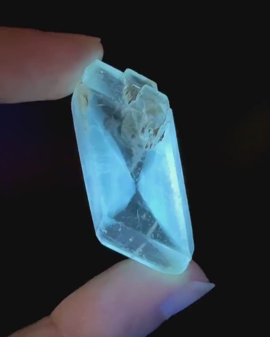 Hourglass Selenite | Phosphorescent UV Reactive Gypsum Crystal from Canada