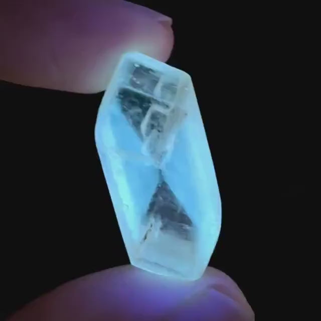 Hourglass Selenite | Phosphorescent UV Reactive Gypsum Crystal from Canada