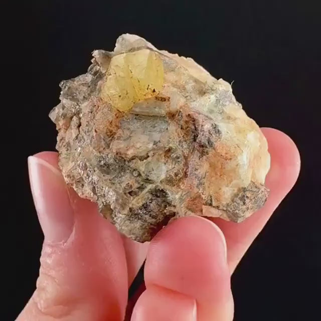 Rare! Londonite on Matrix | natural crystal cluster, raw yellow mineral (Madagascar)