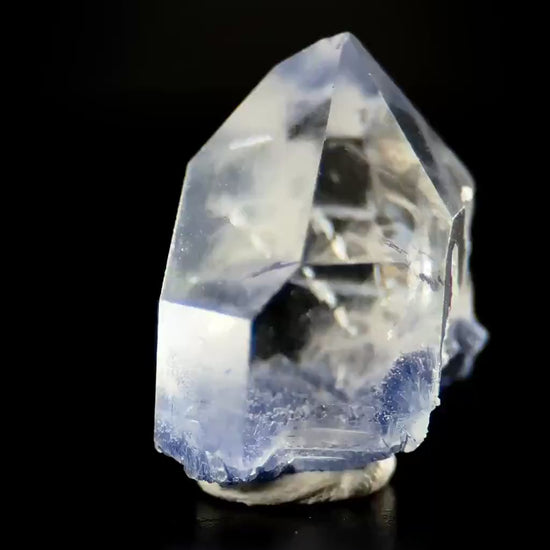Dumortierite in Quartz | blue crystal point, rare mineral specimen from Brazil