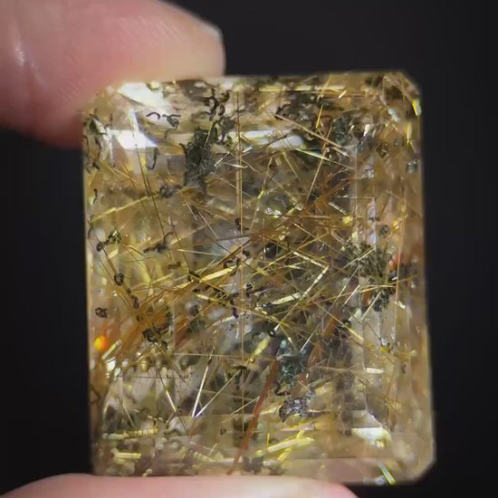 Golden Rutile Quartz Cabochon | Flashy Natural Gemstone