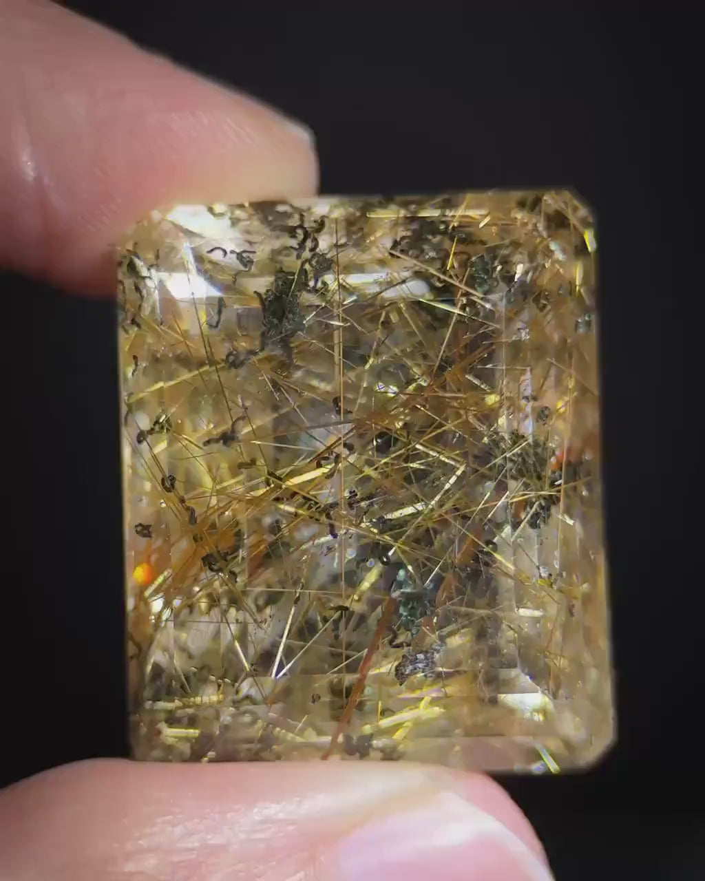 Golden Rutile Quartz Cabochon | Flashy Natural Gemstone