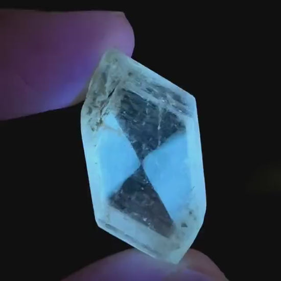 Hourglass Selenite | Phosphorescent UV Reactive Gypsum Crystal from Canada