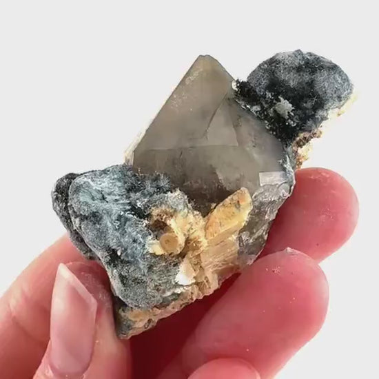 Gitter Quartz with Feldspar & Foitite | lattice crystal, mineral specimen from Namibia