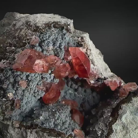 Rhodochrosite with Calcite & Goethite | natural crystal, rare mineral specimen from Peru