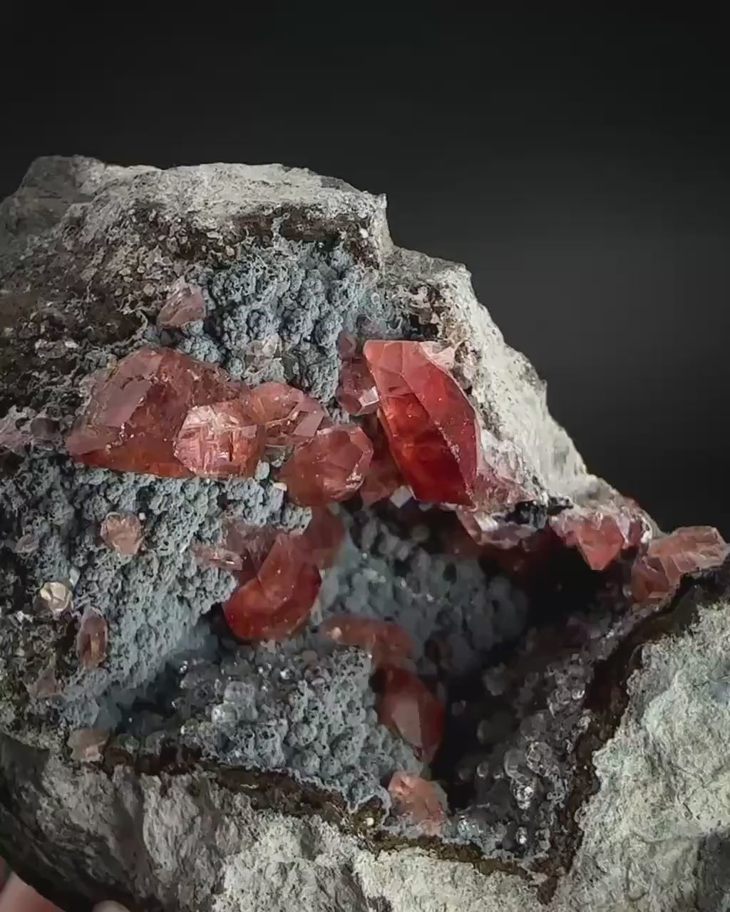 Rhodochrosite with Calcite & Goethite | natural crystal, rare mineral specimen from Peru