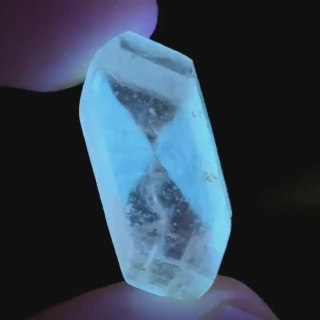 Hourglass Selenite | Phosphorescent UV Reactive Gypsum Crystal from Canada
