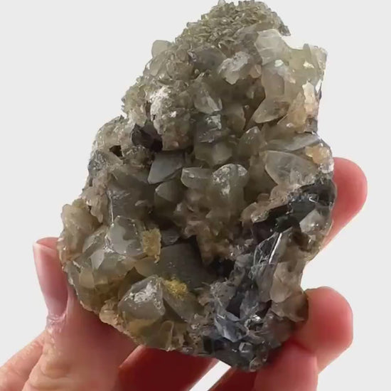Blue Fluorite w/ Calcite (Pakistan) | blue fluorite crystal cluster, mineral specimen