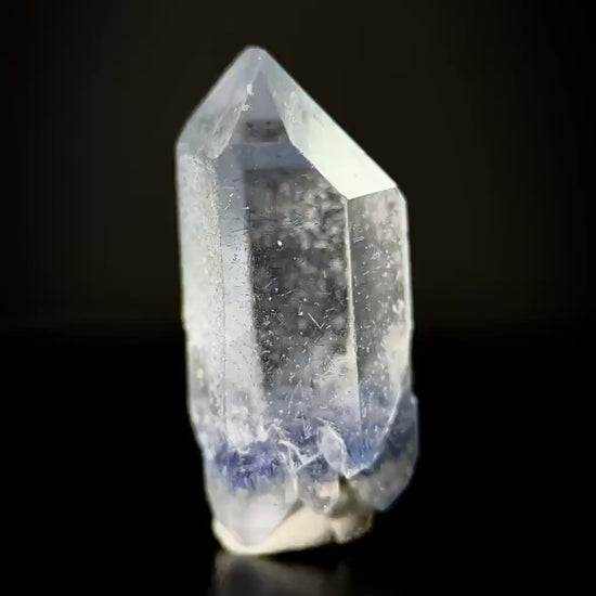 Dumortierite in Quartz | blue crystal point, rare mineral specimen from Brazil