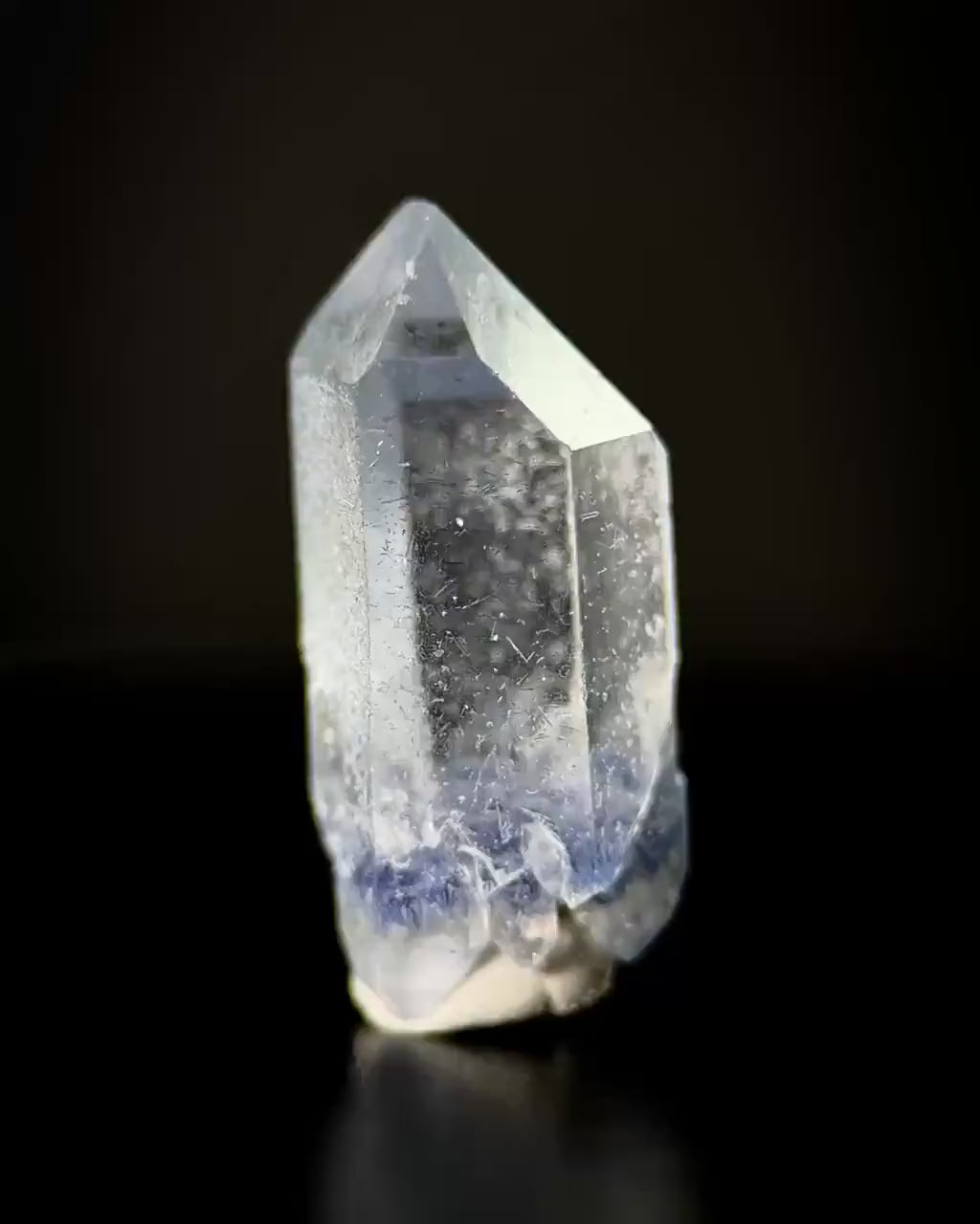 Dumortierite in Quartz | blue crystal point, rare mineral specimen from Brazil