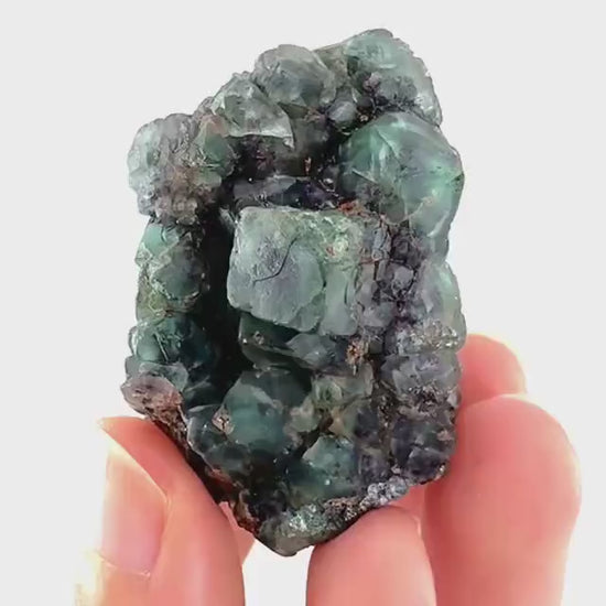 Fluorite & Foitite on Feldspar | green-blue crystal cluster, Erongo mineral specimen