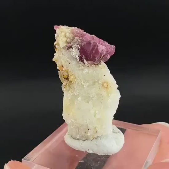 Spinel on Calcite Matrix | Natural red UV reactive crystal, mineral specimen from Afghanistan