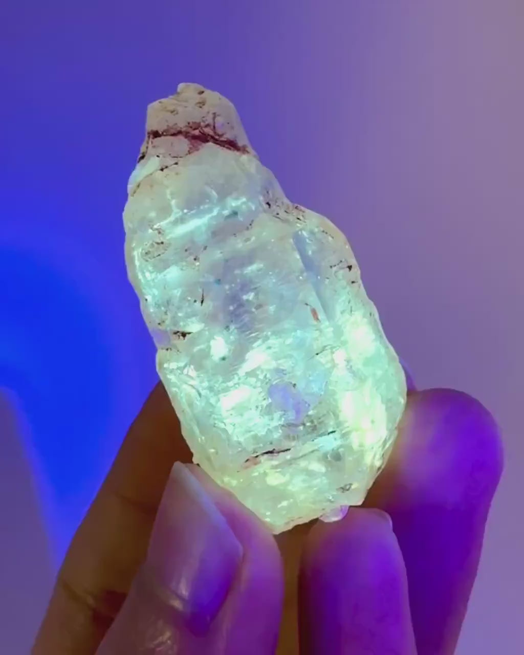 Firefly Petroleum Quartz | UV reactive crystal, fluorescent mineral from Madagascar