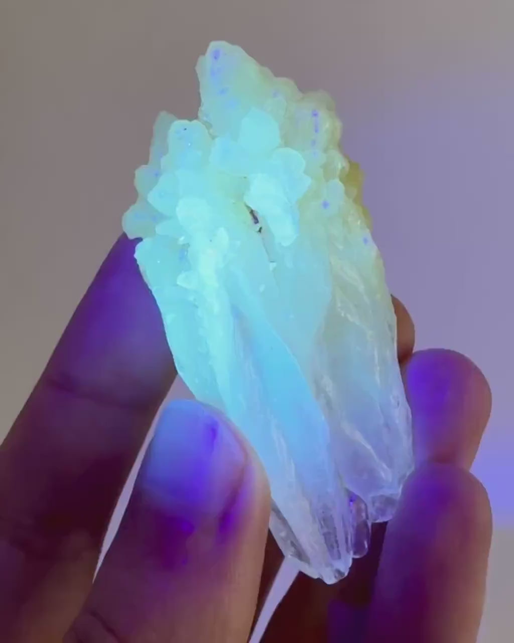 Fluorescent Calcite (Indonesia) | UV-reactive calcite crystal, fluorescent & phosphorescent mineral specimen