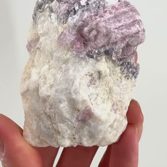 Pink Tourmaline with Lepidolite in Quartz (Namibia), raw tourmaline, rubellite, pink tourmaline, raw lepidolite
