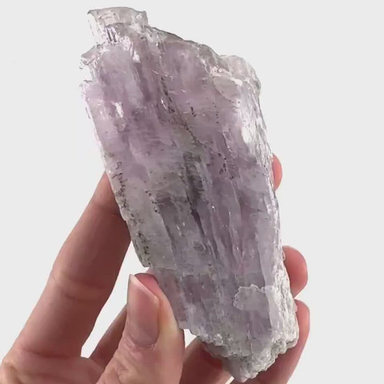 Lavender Kunzite | raw pink spodumene crystal, mineral specimen from Pakistan