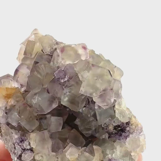 Okorusu Fluorite | colorless & purple crystal cluster, mineral specimen from Namibia