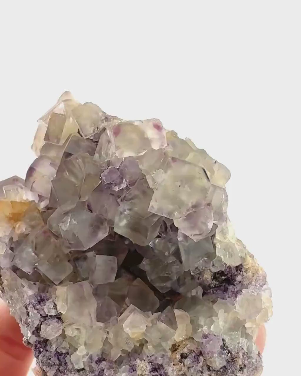 Okorusu Fluorite | colorless & purple crystal cluster, mineral specimen from Namibia