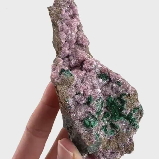 Cobaltoan Calcite w/ Malachite (DR Congo) | cobalto calcite crystal, malachite crystal, mineral specimen