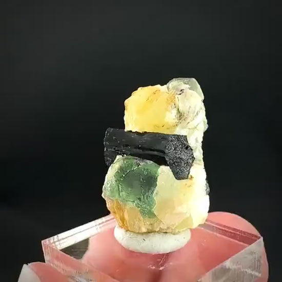 Fluorite w/ Schorl, & Muscovite | Lollipop Pocket, green crystal, mineral specimen from Namibia