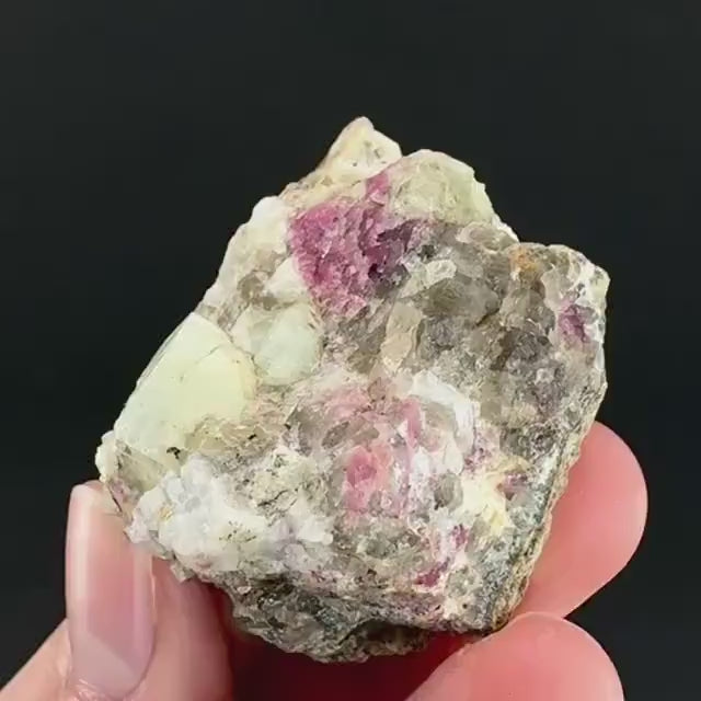 Londonite with Liddicoatite | yellow & pink crystal, rare mineral specimen from Madagascar