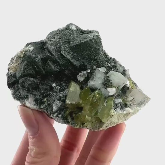 Titanite with Chlorite & Feldspar | green sphene crystal, mineral specimen from Pakistan