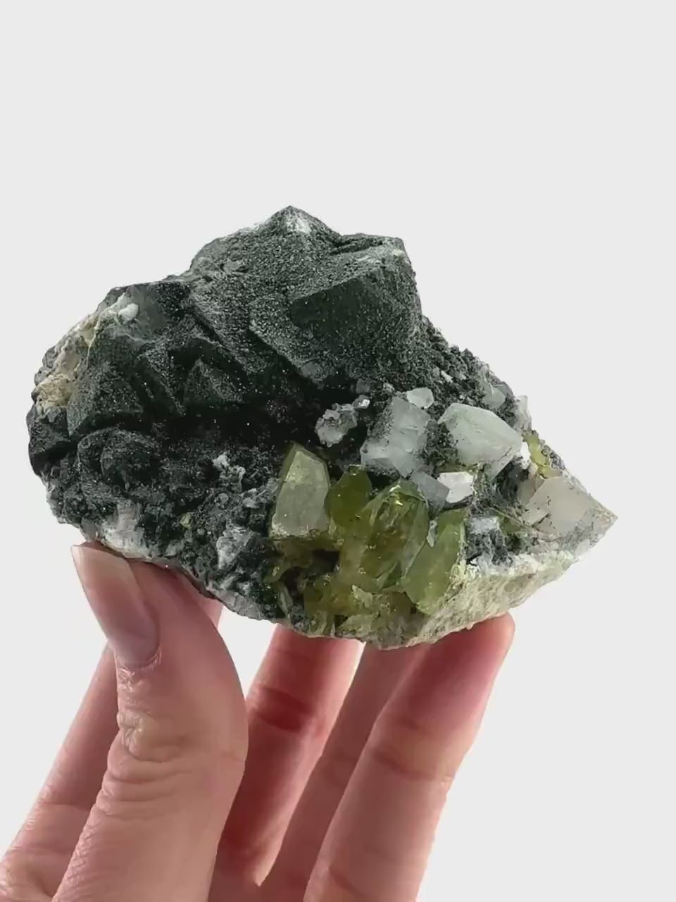Titanite with Chlorite & Feldspar | green sphene crystal, mineral specimen from Pakistan