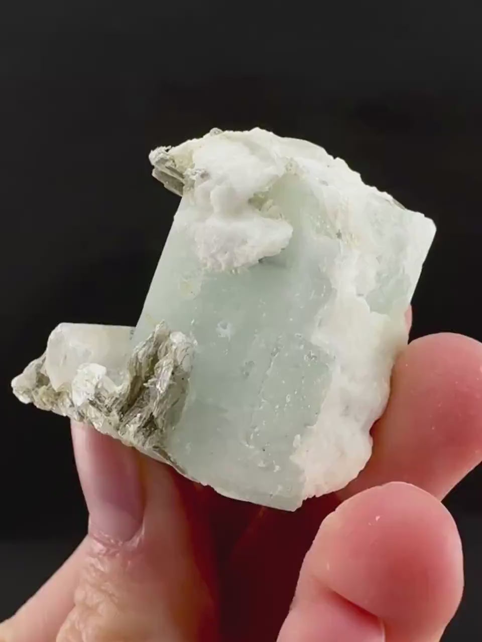 Aquamarine w/ Muscovite & Albite (Pakistan) | natural aquamarine crystal, mineral specimen