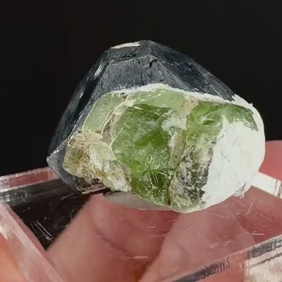 Naturally terminated peridot w/ Magnetite (Pakistan) | raw peridot, natural peridot, peridot crystal, peridot point