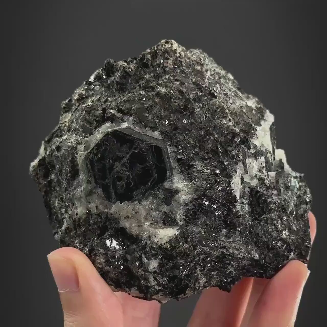 Sapphirine on Matrix | dark blue crystal, rare mineral specimen from Madagascar