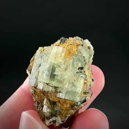 Beryl var. Goshenite with Black Tourmaline | natural crystal cluster, mineral specimen from Namibia