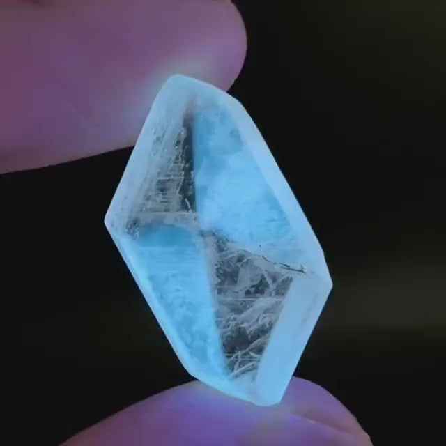 Hourglass Selenite | Phosphorescent UV Reactive Gypsum Crystal from Canada