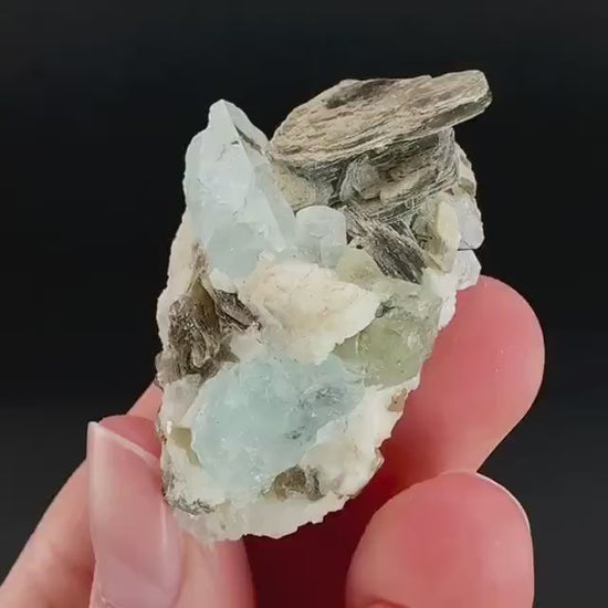 Aquamarine with Muscovite | natural blue crystal, mineral specimen from Pakistan