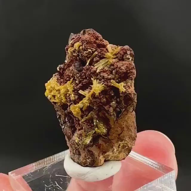 Legrandite | yellow crystal on matrix, rare mineral specimen