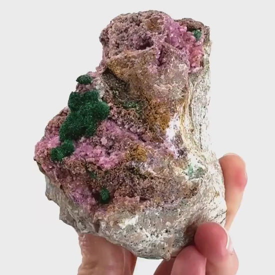 Cobaltoan Calcite w/ Fibrous Malachite (DR Congo) | cobalto calcite crystal, mineral specimen