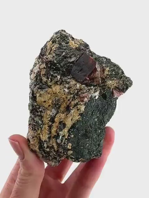 Red Zircon on Matrix | natural red crystal, mineral specimen from Pakistan