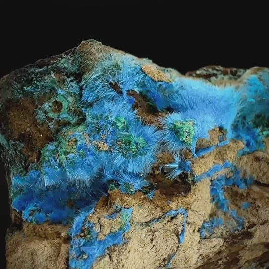 Cyanotrichite | fuzzy blue crystal, rare mineral specimen from Chile