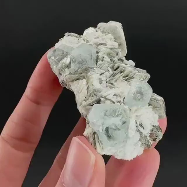 Aquamarine with Muscovite | natural blue crystal, mineral specimen from Pakistan