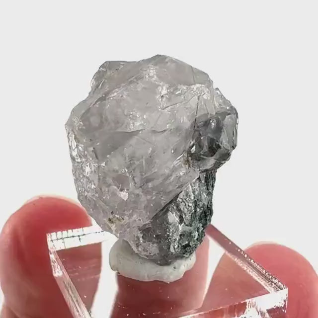 Fluorapatite with Actinolite Inclusions | natural purple crystal, mineral specimen from Pakistan