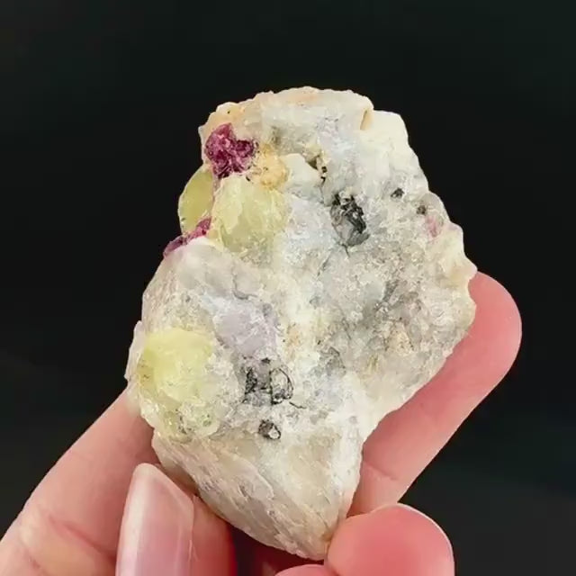 Londonite with Liddicoatite | yellow & pink crystal, rare mineral specimen from Madagascar