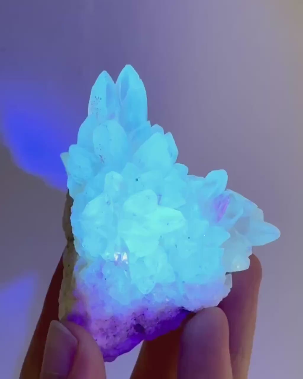Fluorescent Calcite | UV-reactive raw crystal cluster, natural mineral specimen