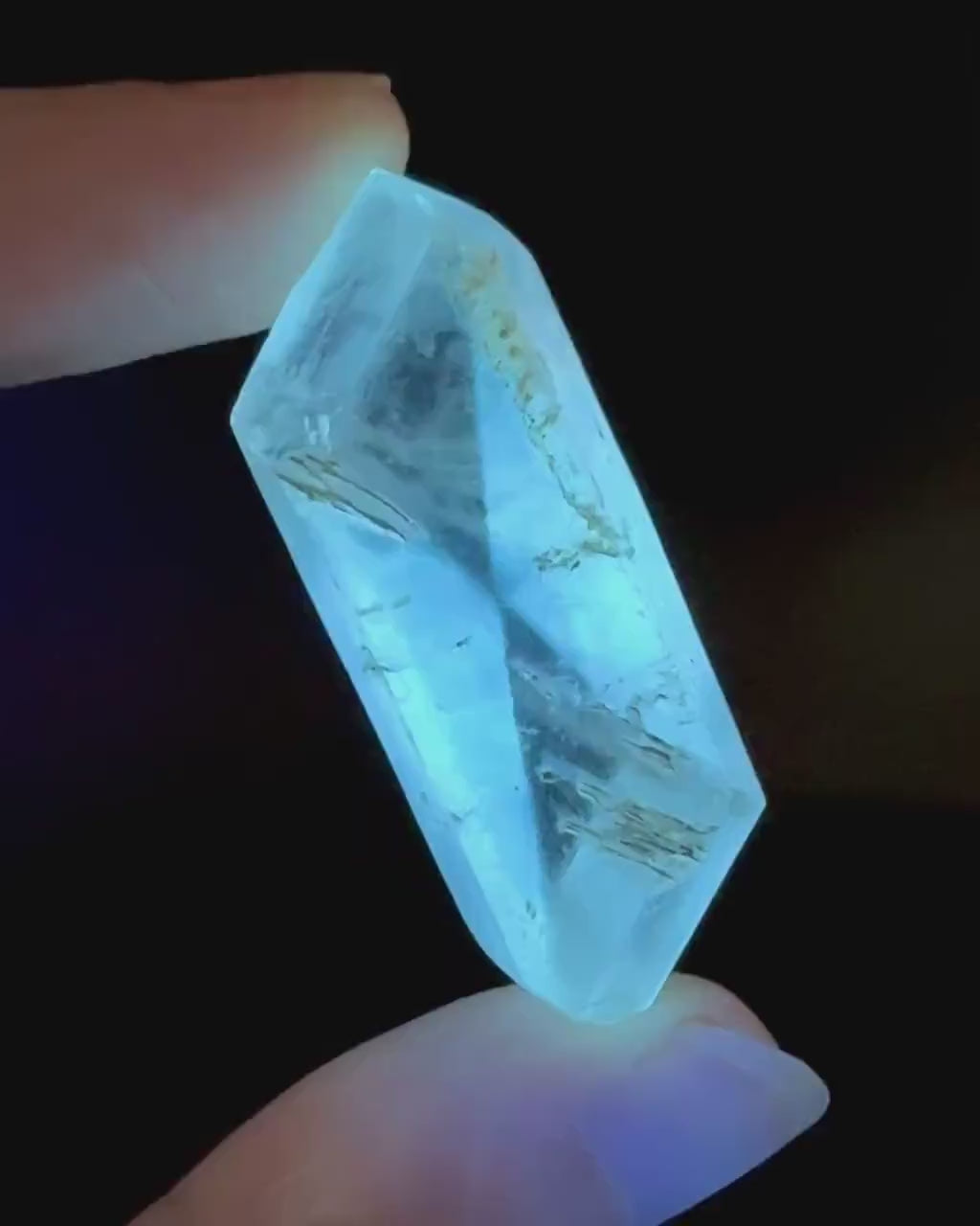 Hourglass Selenite | Phosphorescent UV Reactive Gypsum Crystal from Canada