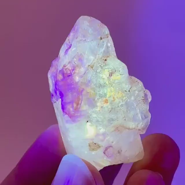 UV Reactive Petroleum Quartz Point (Madagascar) | natural petroleum quartz crystal, UV reactive crystal, enhydro quartz, firefly quartz