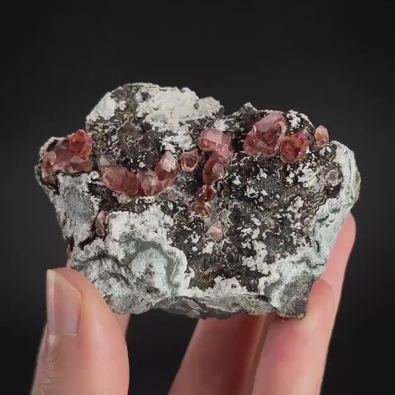Rhodochrosite on Matrix | natural rhodochrosite crystal, rare mineral specimen from Peru