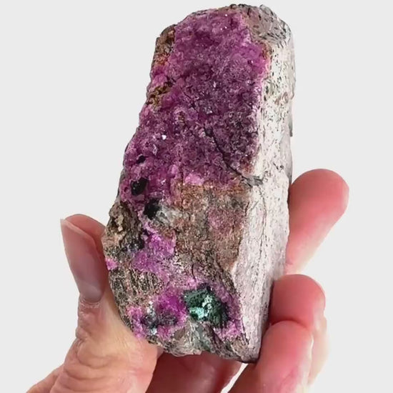 Sparkly Cobalto Calcite with Heterogenite & Malachite Specimen (Congo), cobalto calcite, cobaltoan calcite, salrose