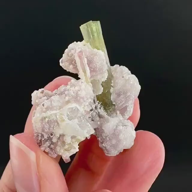 Tourmaline with Lepidolite & Quartz | Natural Green Crystal, Mineral Specimen from Pakistan