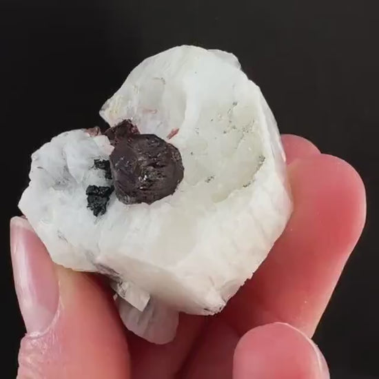 Spessartine Garnet with Albite (Pakistan) | raw garnet crystal, garnet crystal, rare crystals, orange garnet, mineral specimen